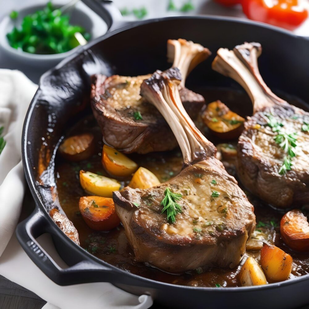 Côtelettes d’agneau à l’ail, cuites au four
